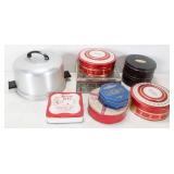 Aluminum Cake Carrier & Vintage Tins