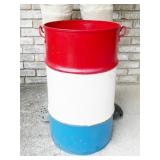 Small Painted USS Metal Barrel