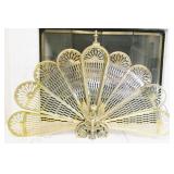 Brass Peacock Fireplace Screen, Needs Repair