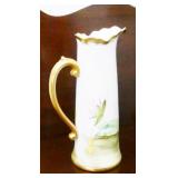 French Hand Painted Pitcher, Hairline Cracks