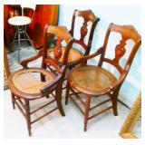 Three Wood Chairs, Cane Seats Need Repair