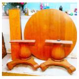 Extra Large Round Tiger Oak Dining Table w/ Leaves