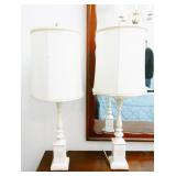 Pair of White & Pink Floral Table Lamps