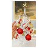 Clear Glass Christmas Tree with Ornaments
