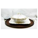 Haviland & Co. China, Crystal & Large Wood Tray
