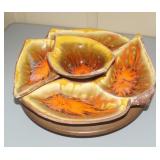 MCM California Pottery Lazy Susan Chip & Dip Set