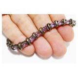 7' Sterling Silver Gemstone Bracelet 16.1g