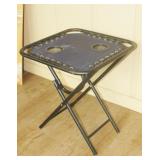 Folding Side Table with Beverage Holders