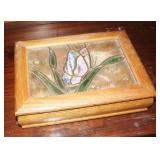 Wood Jewelry Box with Contents