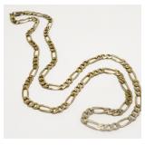 22' Italian Gold/925 Silver Figaro Necklace 15.7g