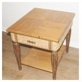Vintage Boho-Style End Table with Drawer