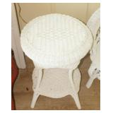 White Wicker Side Table