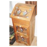 Vtg Wood & Stained Glass Vegetable Storage Bin