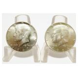 Two Kennedy Half-Dollar Silver Coins