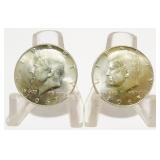 Two Kennedy Half-Dollar Silver Coins