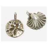 Sterling Silver Shell & Sand Dollar Charms 3.9g