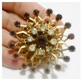 Vintage Gold-Tone Rhinestone Starburst Brooch