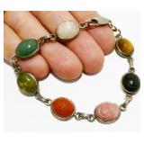 7"+ 925 Silver & Stone Scarab Beetle Bracelet 15.4