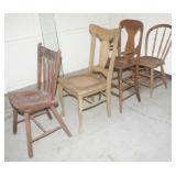 Four Vintage Wood Chairs