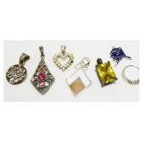 Seven Sterling Silver Pendants & Charms 16.1g