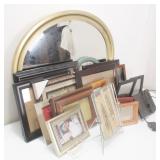 Box Lot: Framed Mirror & Picture Frames