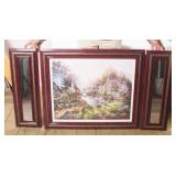 Framed Landscape Print & Side Mirrors