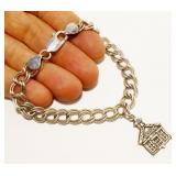 7" Sterling Silver Charm Bracelet Italy 13.2g