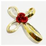 1" Two-Tone Sterling Silver Cross Pendant 2.8g