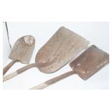 Three Long-Handled Garden Shovels