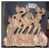 Vtg Burmese Hand-Carved Wood Sculpture