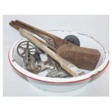 Large Enamelware Bowl with Contents