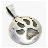 Signed 1.25" Sterling Silver Wolf Paw Pendant 7g