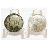 Two Kennedy Half-Dollar Silver Coins
