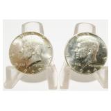 Two Kennedy Half-Dollar Silver Coins