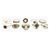 Ten Sterling Silver Rings 28.8g