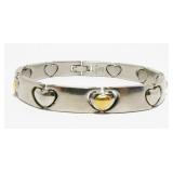 6.75" Stainless Steel & 14K Gold Bracelet