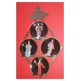 Japanese Porcelain Geisha Plates in Wall Display