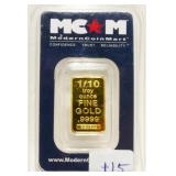 MCM 1/10ozT .9999 Gold Bullion Bar