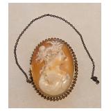 10K Gold Italian Carved Shell Cameo Brooch AS IS