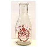 Home Dairy Rock Springs WY Qt Red Pyro Milk Bottle