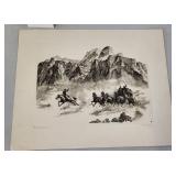 Reinhold Palenske Print Pony Express Etching Print