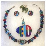 Southwestern Style 6" Bracelet & Bear Pendant