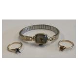 14K Gold Rings & Hamilton Lady