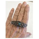 Fred Harvey Navajo Turquoise Silver Cuff Bracelet