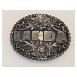 Navajo Sterling Silver LINDA Belt Buckle 62 Grams