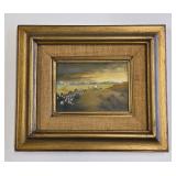 1970 JK Davis WY Oil Painting Sheep & Sheepwagon