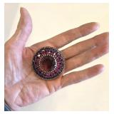 Vintage 2" WEISS Purple & Pink Rhinestone Brooch