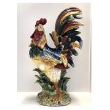 24" Vintage Colorful Rooster Ceramic Figurine
