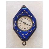 Art Deco Grevere Swiss Silver Enamel Pendant Watch