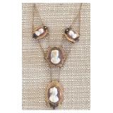 4 Cameo Victorian Edwardian Cameo Necklace